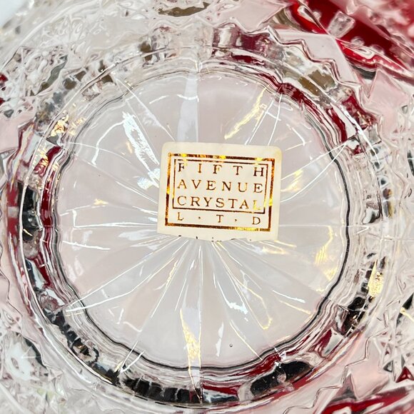 Fifth Avenue Crystal Rosaline Ruby Red Floral Glass Bowl Candy Dish 90' Vintage - Picture 5 of 11